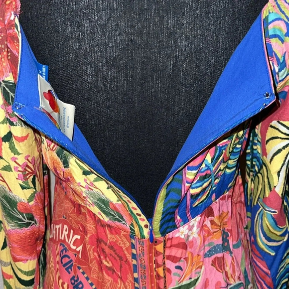 FARM Rio Women’s Tropical Square Neckline Puff Sleeve Pullover Blouse Medium - Picture 9 of 16